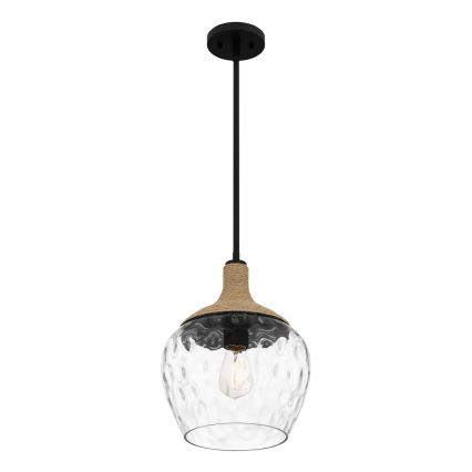 Quoizel - Żyrandol na drążku ROYER 1xE27/60W/230V śr. 30,2 cm przezroczysty/czarny/beżowy