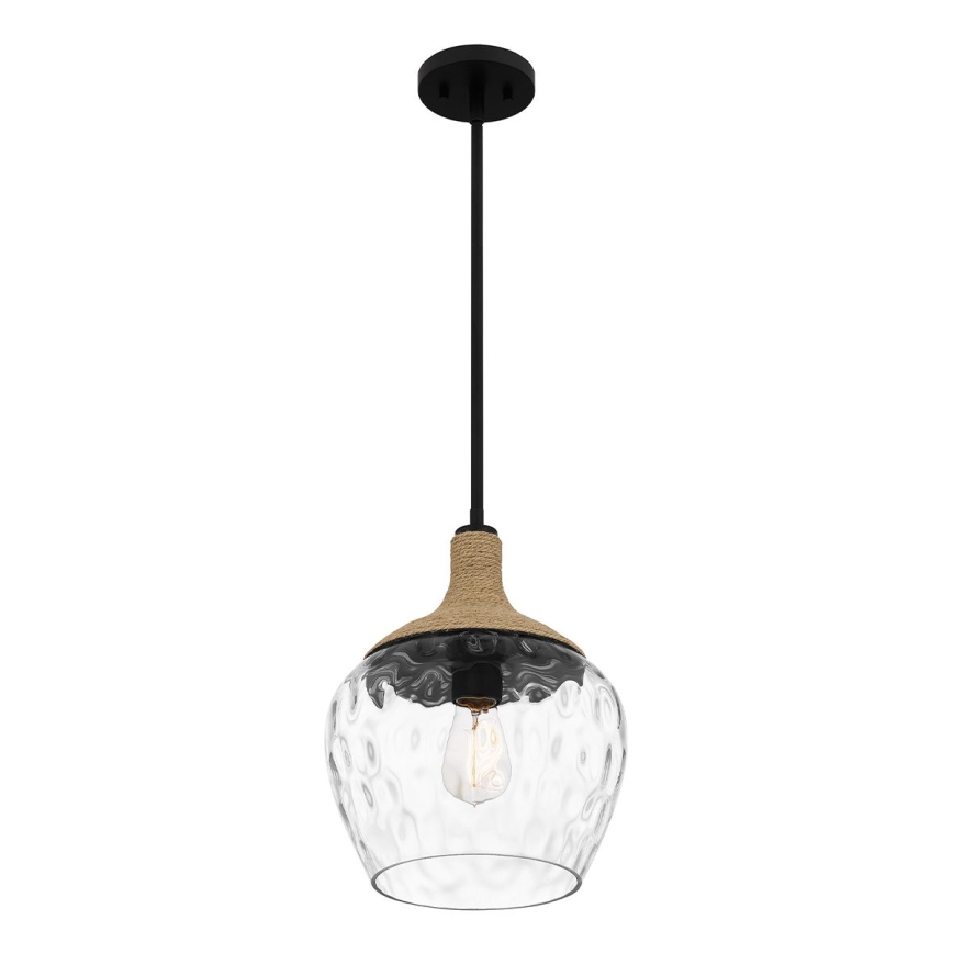 Quoizel - Żyrandol na drążku ROYER 1xE27/60W/230V śr. 30,2 cm przezroczysty/czarny/beżowy