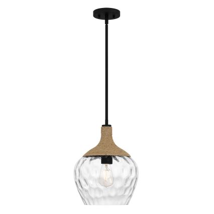 Quoizel - Żyrandol na drążku ROYER 1xE27/60W/230V śr. 30,2 cm przezroczysty/czarny/beżowy