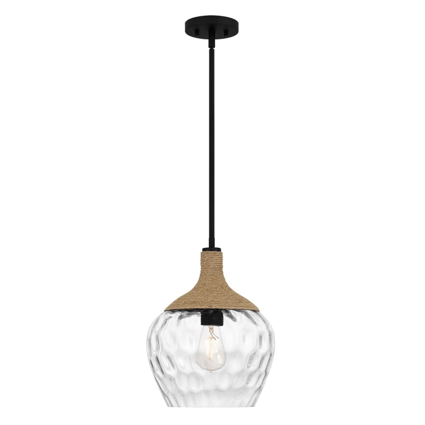 Quoizel - Żyrandol na drążku ROYER 1xE27/60W/230V śr. 30,2 cm przezroczysty/czarny/beżowy