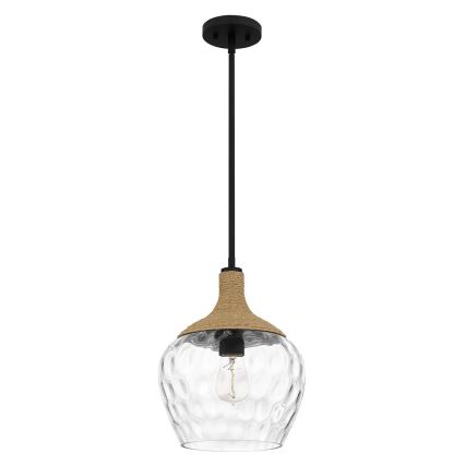 Quoizel - Żyrandol na drążku ROYER 1xE27/60W/230V śr. 30,2 cm przezroczysty/czarny/beżowy