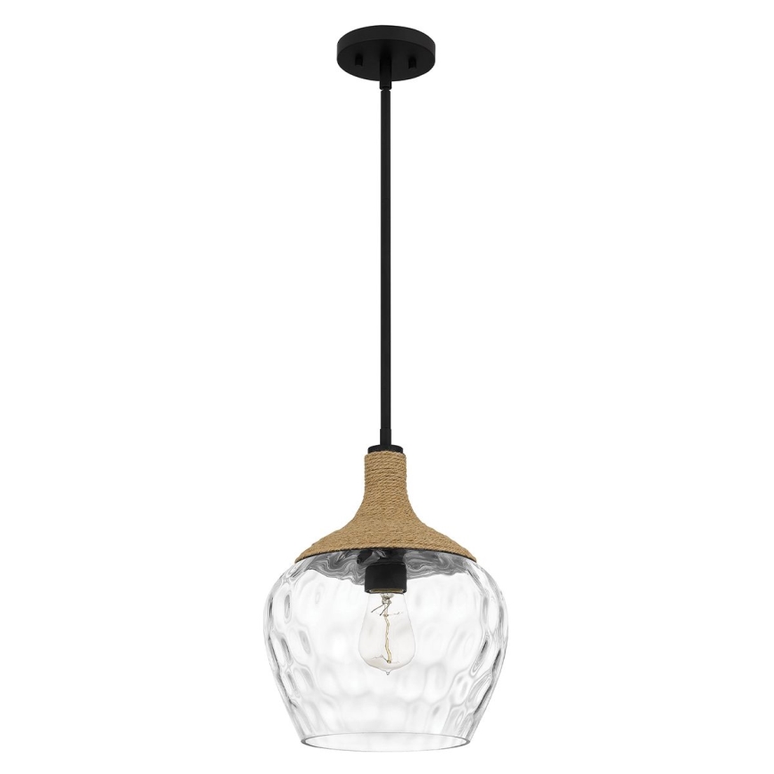 Quoizel - Żyrandol na drążku ROYER 1xE27/60W/230V śr. 30,2 cm przezroczysty/czarny/beżowy