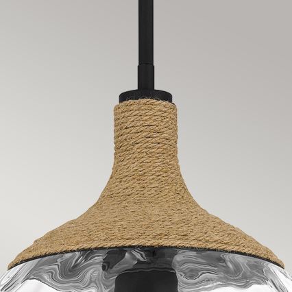 Quoizel - Żyrandol na drążku ROYER 1xE27/60W/230V śr. 30,2 cm przezroczysty/czarny/beżowy