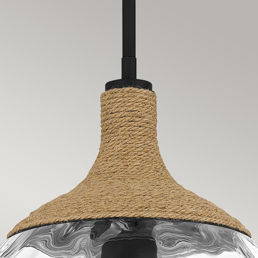 Quoizel - Żyrandol na drążku ROYER 1xE27/60W/230V śr. 30,2 cm przezroczysty/czarny/beżowy