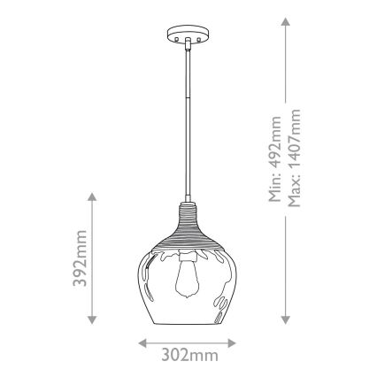 Quoizel - Żyrandol na drążku ROYER 1xE27/60W/230V śr. 30,2 cm przezroczysty/czarny/beżowy