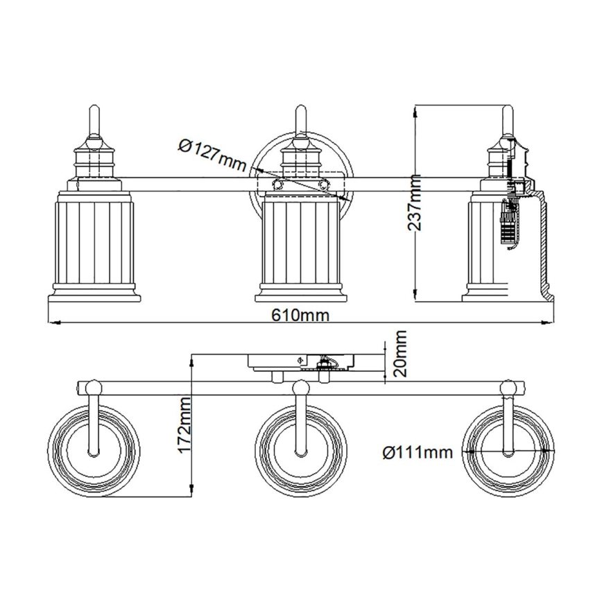 Quoizel - LED Kinkiet łazienkowy SWELL 3xG9/3W/230V IP44 złoty