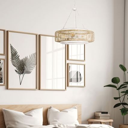Quoizel - Żyrandol na łańcuchu WAYLON 4xE27/60W/230V średnica 50,4 cm brązowy/biały