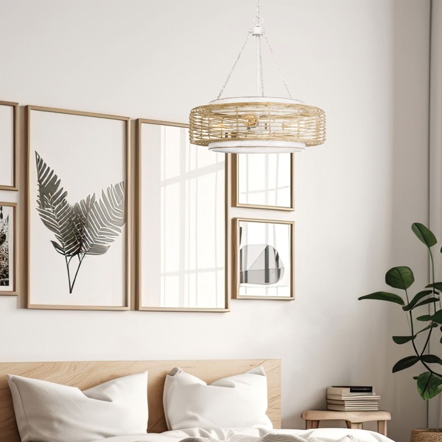 Quoizel - Żyrandol na łańcuchu WAYLON 4xE27/60W/230V średnica 50,4 cm brązowy/biały