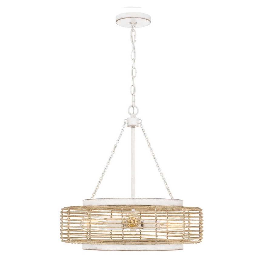 Quoizel - Żyrandol na łańcuchu WAYLON 4xE27/60W/230V średnica 50,4 cm brązowy/biały