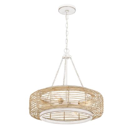 Quoizel - Żyrandol na łańcuchu WAYLON 4xE27/60W/230V średnica 50,4 cm brązowy/biały