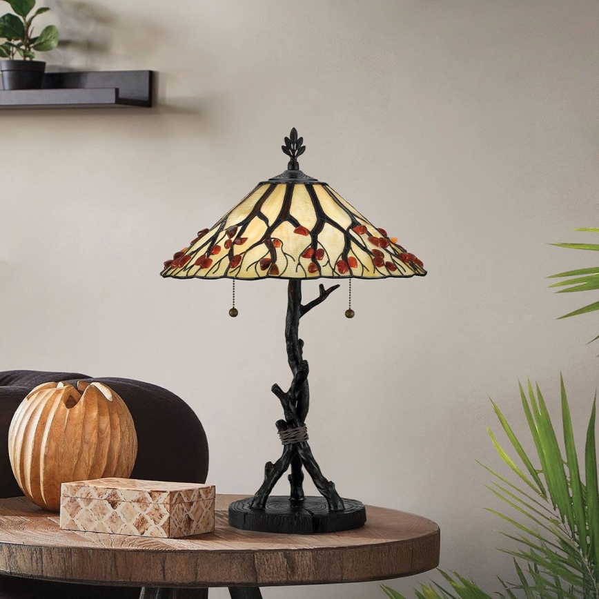 Quoizel - Lampa stołowa Tiffany WHISPERING 2xE27/60W/230V