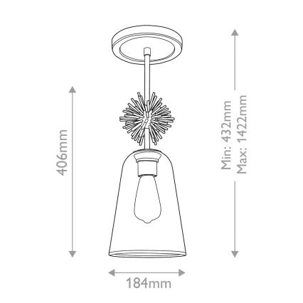 Quoizel - Żyrandol na drążku STARING 1xE27/40W/230V śr. 18,4 cm złoty/patyna/przezroczysty