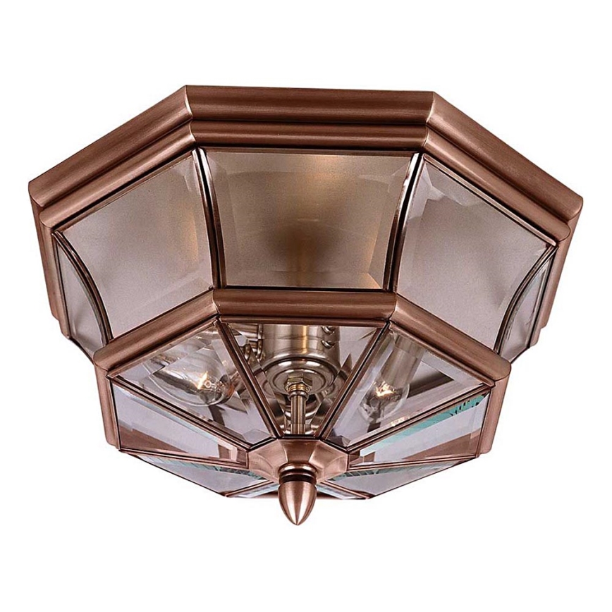 Quoizel - Zewnętrzna lampa sufitowa NEWBURY 3xE14/60W/230V IP44 miedziana