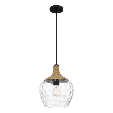 Quoizel - Żyrandol na drążku ROYER 1xE27/60W/230V śr. 30,2 cm przezroczysty/czarny/beżowy