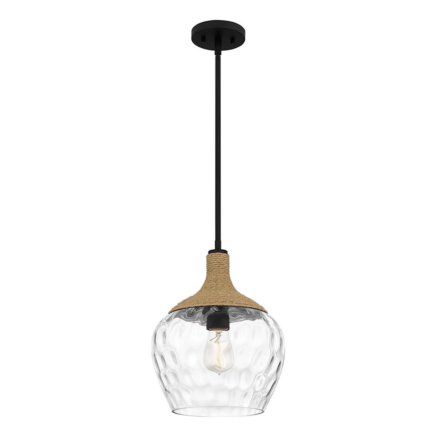 Quoizel - Żyrandol na drążku ROYER 1xE27/60W/230V śr. 30,2 cm przezroczysty/czarny/beżowy
