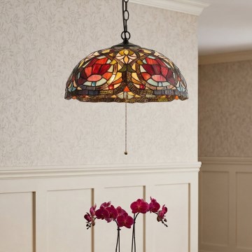 Quoizel - Żyrandol na łańcuchu Tiffany LARISSA 3xE27/60W/230V śr. 38,5 cm