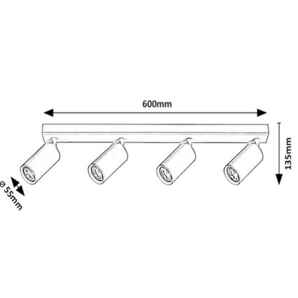 Rabalux - Lampa sufitowa punktowa 4xGU10/25W/230V czarna