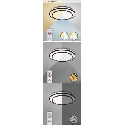 Rabalux - LED Ściemniany plafon LED/40W/230V 3000-6500K srebrny + pilot