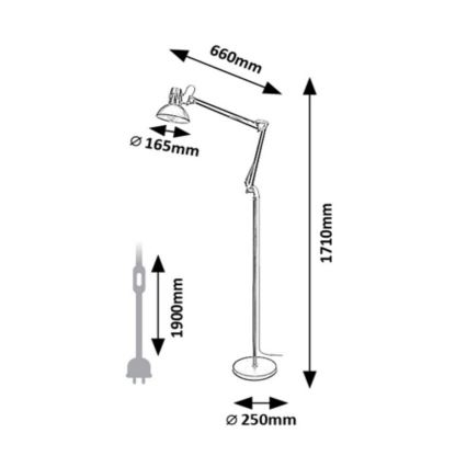 Rabalux - Lampa podłogowa 1xE27/40W/230V czarny/chrom błyszczący