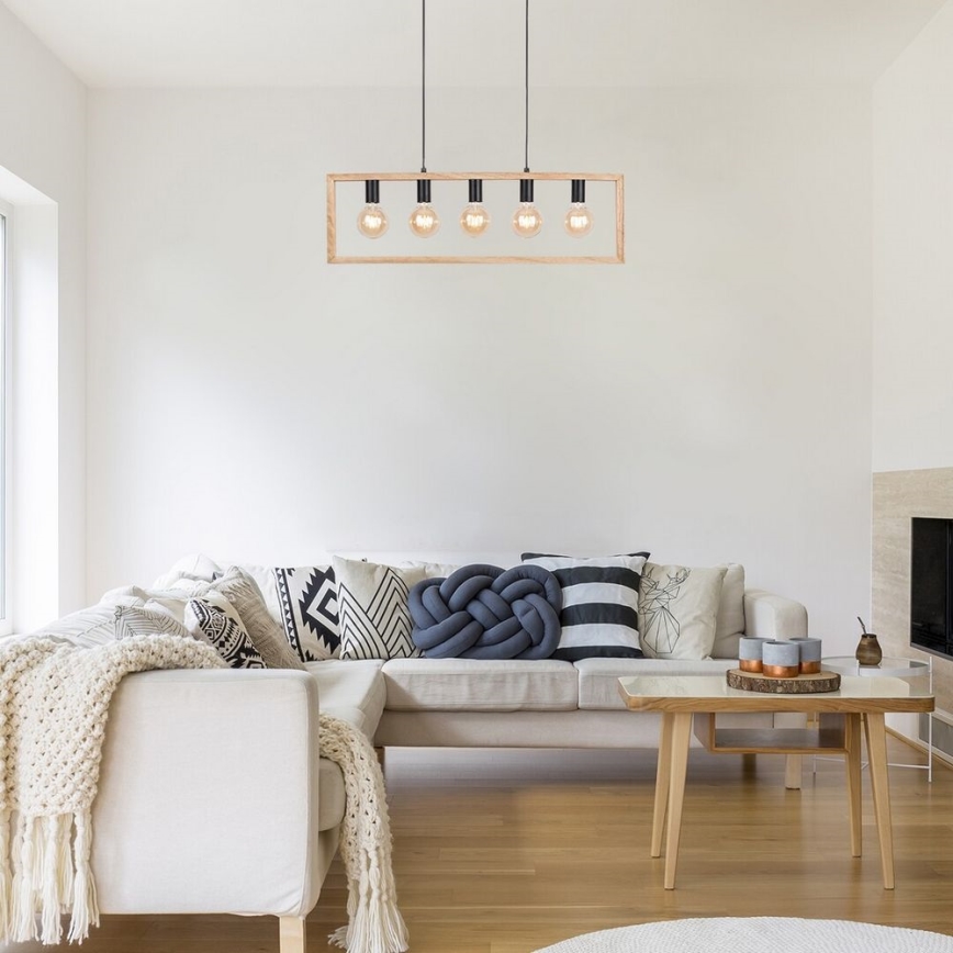 Rabalux - Lampa wisząca na linkach 5xE27/40W/230V czarny/buk