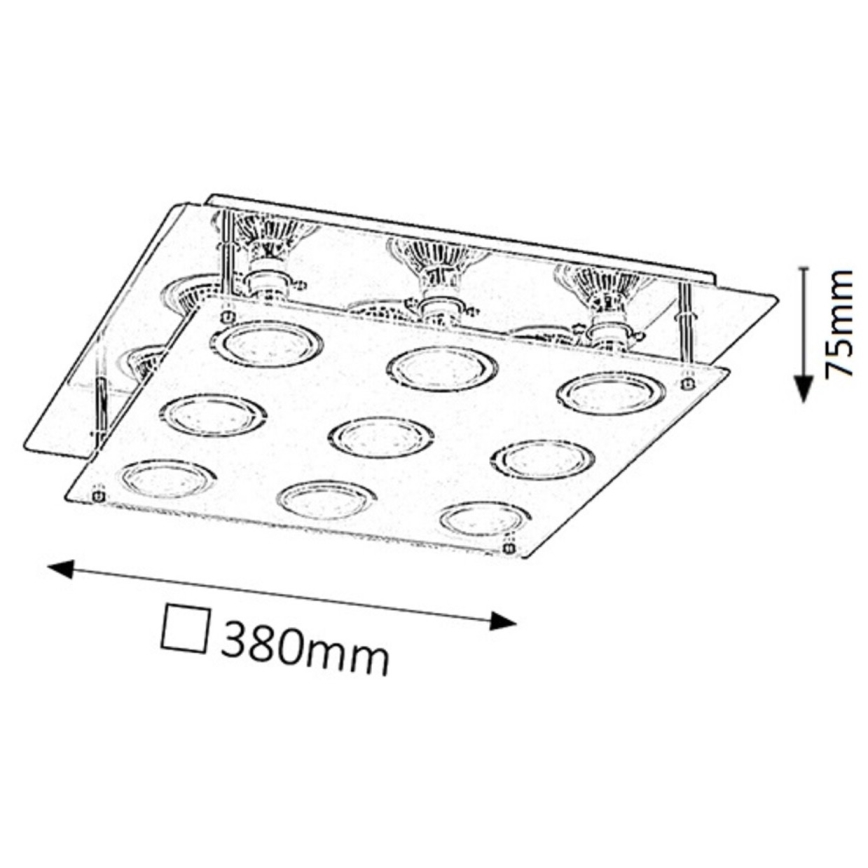 Rabalux - Lampa sufitowa LED NAOMI 9xGU10/5W 38x38 cm