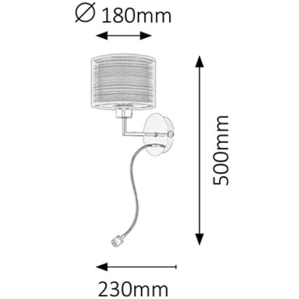 Rabalux - Kinkiet E27/60W + LED/1W