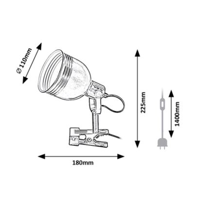 Rabalux - Lampa z klipsem 1xE14/25W/230V czarny