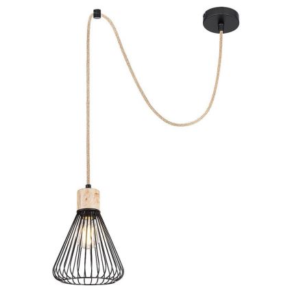 Rabalux - Lampa wisząca na linkę 1xE27/40W/230V czarny/buk