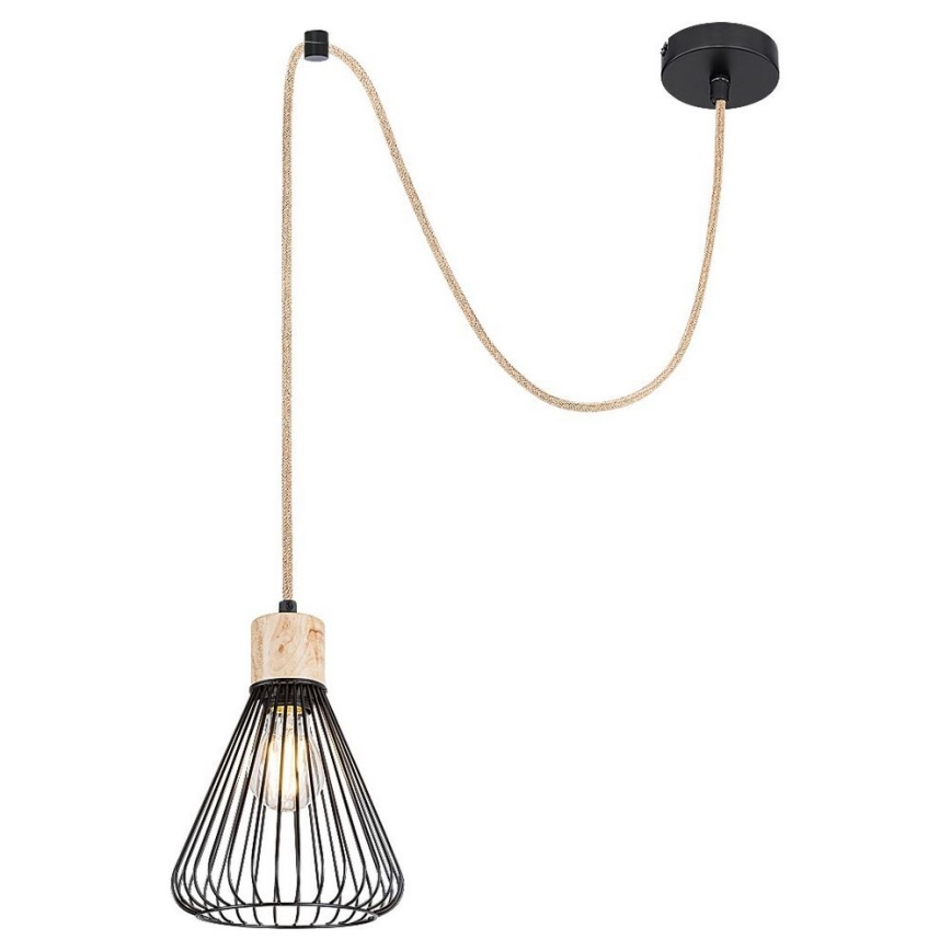 Rabalux - Lampa wisząca na linkę 1xE27/40W/230V czarny/buk