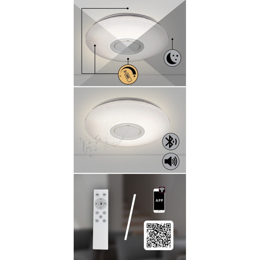 Rabalux - LED RGB Ściemnialna lampa sufitowa z głośnikiem LED/24W/230V Wi-Fi Tuya + zdalne sterowanie