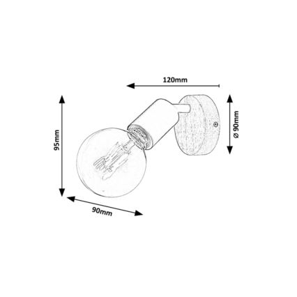 Rabalux - Kinkiet punktowy 1xE27/40W/230V kauczukowiec