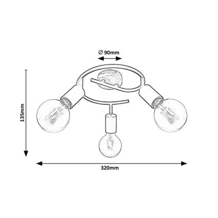 Rabalux - Oświetlenie punktowe 3xE27/40W/230V