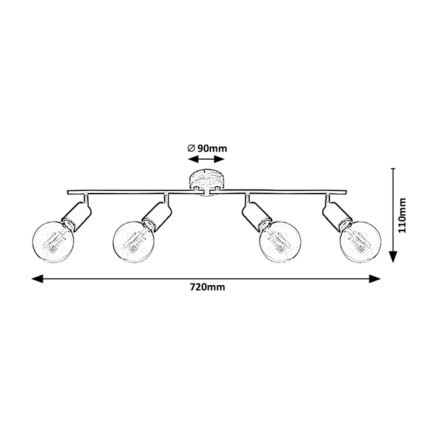 Rabalux - Oświetlenie punktowe 4xE27/40W/230V kauczukowiec