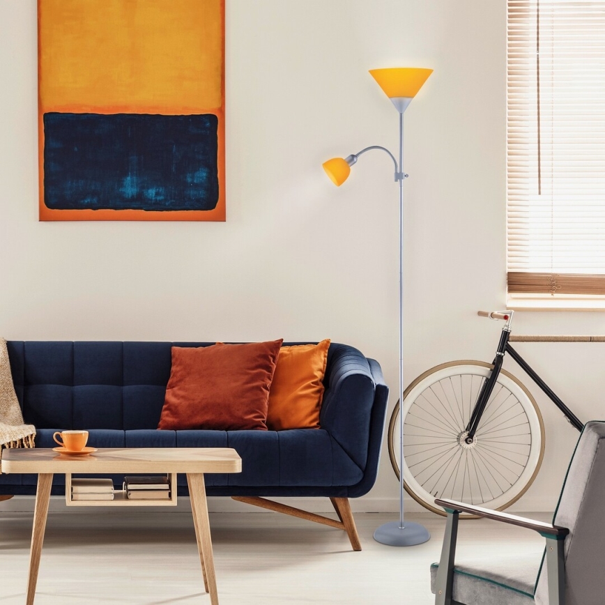 Rabalux - Lampa podłogowa 1xE27/100W+E14/25W szary/pomarańczowy
