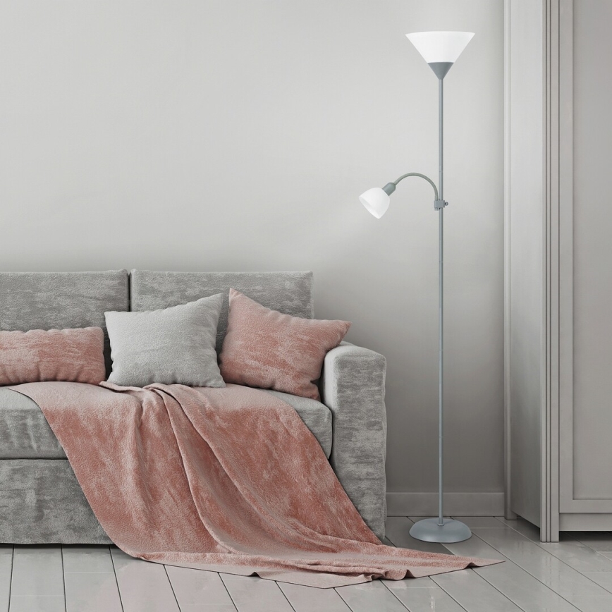 Rabalux - Lampa podłogowa 1xE27/100W+E14/25W szary/biały