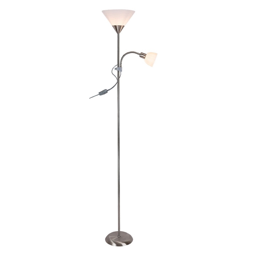 Rabalux - Lampa stojąca ACTION 1xE27/100W/230V + 1xE14/25W matowy chrom/biały