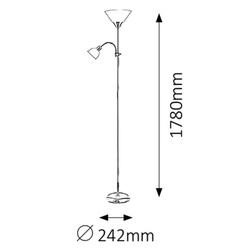Rabalux - Lampa stojąca ACTION 1xE27/100W/230V + 1xE14/25W matowy chrom/biały