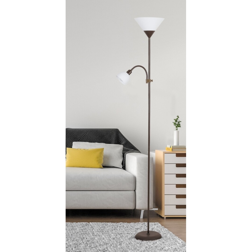 Rabalux 4188 - Lampa podłogowa ACTION 1xE27/100W+1xE14/25W/230V brązowy