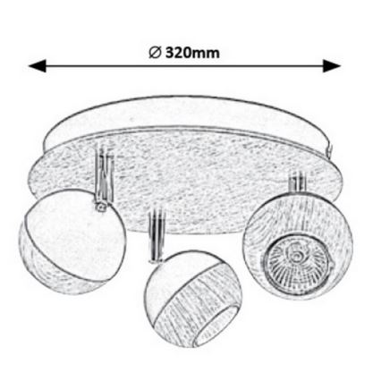 Rabalux - Oświetlenie punktowe sufitowe 3xGU10/35W/230V