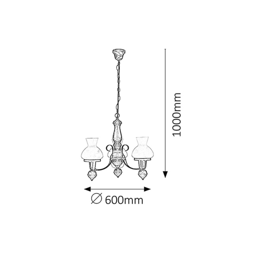 Rabalux - Żyrandol na łańcuchu 3xE27/60W/230V orzech