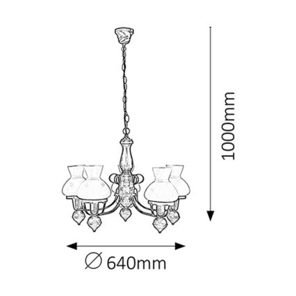 Rabalux - Żyrandol na łańcuchu 5xE27/60W/230V orzech