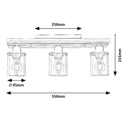 Rabalux - Żyrandol natynkowy 3xE27/230V