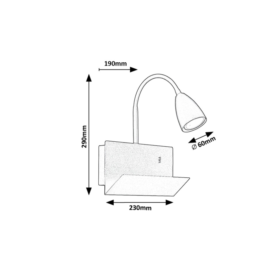 Rabalux - Kinkiet z półką i USB portem 1xGU10/25W/230V biały