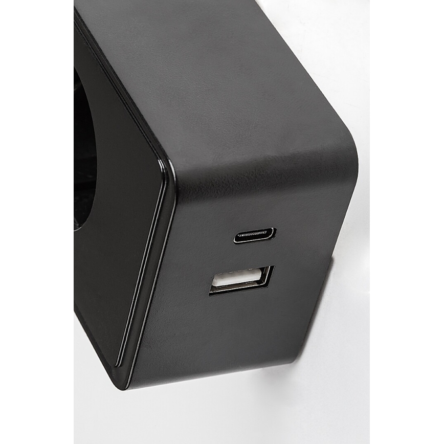 Rabalux - ściemnialny kinkiet LED/4W/230V z wtyczką do gniazdka i portem USB 3000/4000/6000K czarny