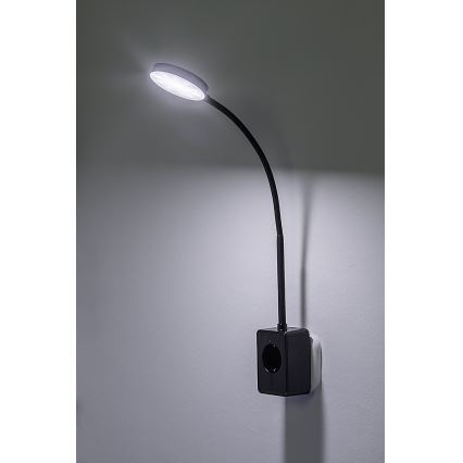 Rabalux - LED ściemnialna lampa ścienna LED/4W/230V z portem USB do gniazdka czarna