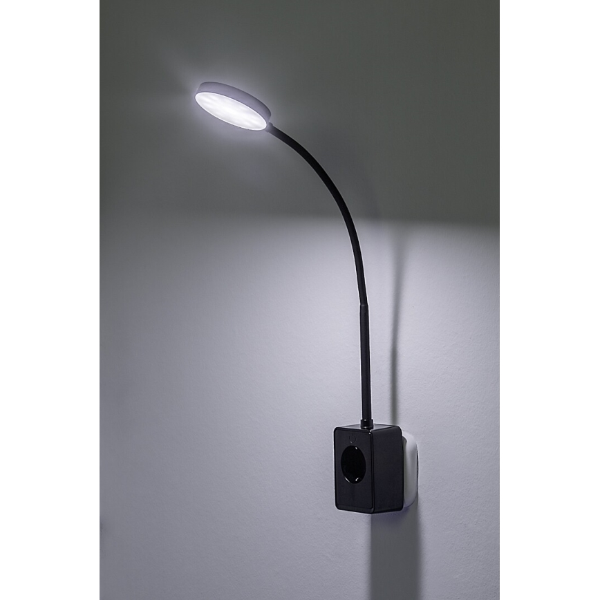 Rabalux - LED ściemnialna lampa ścienna LED/4W/230V z portem USB do gniazdka czarna