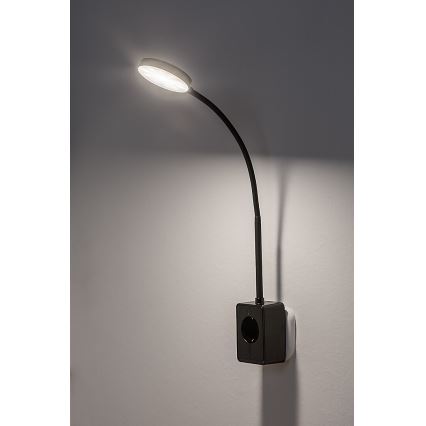 Rabalux - LED ściemnialna lampa ścienna LED/4W/230V z portem USB do gniazdka czarna