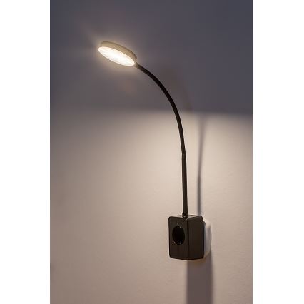 Rabalux - LED ściemnialna lampa ścienna LED/4W/230V z portem USB do gniazdka czarna