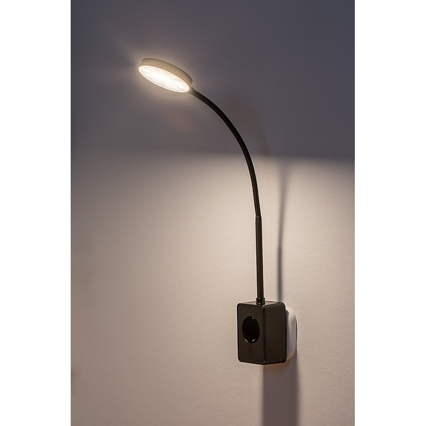Rabalux - LED ściemnialna lampa ścienna LED/4W/230V z portem USB do gniazdka czarna