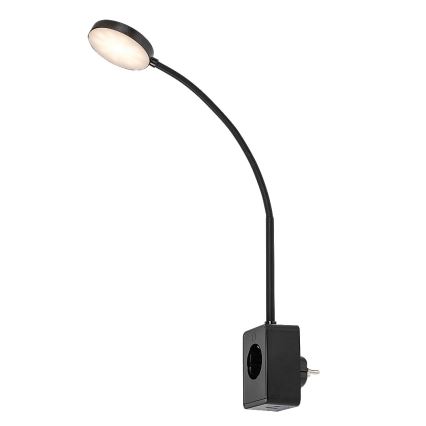 Rabalux - LED ściemnialna lampa ścienna LED/4W/230V z portem USB do gniazdka czarna